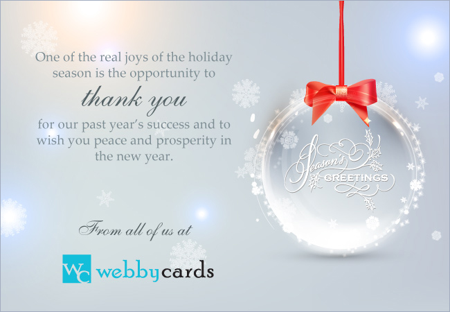 Elegant Seasons Greetings Ornament Corporate Holiday eCard 