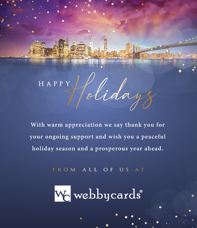 Happy Holidays City Skyline Photo (Static)