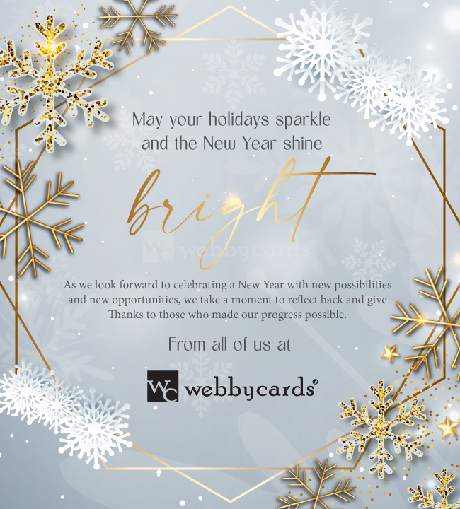 Corporate Holiday Silver Snowflakes Christmas Greeting Card for eMail -  Holiday eCard for Business