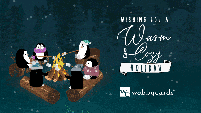 Penguins Cozy Campfire - Ani Gif